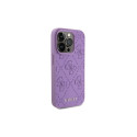 Guess Leather 4G Stamped case for iPhone 15 Pro Max - purple Guess Leather 4G Stamped case for iPhone 15 Pro Max - purple
