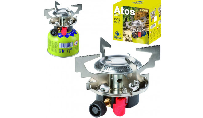 Gas camping stove with gas cartridges (thread or valve) ATOS piezo igniter 1.8kW