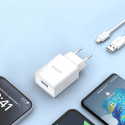 Dudao A4EU USB-A 2.1A wall charger - white + USB-A - Lightning cable
