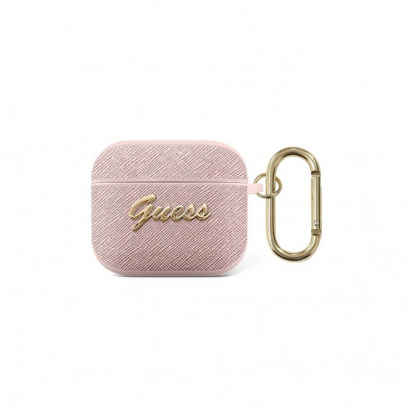 Guess GUA3SASMP AirPods 3 cover pink/pink Saffiano Script Metal Collection