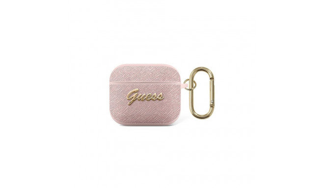 Guess GUA3SASMP AirPods 3 cover pink/pink Saffiano Script Metal Collection