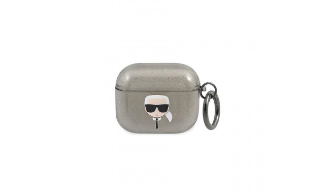 Karl Lagerfeld Glitter Karl&#39;s Head Case for AirPods 3 - Black