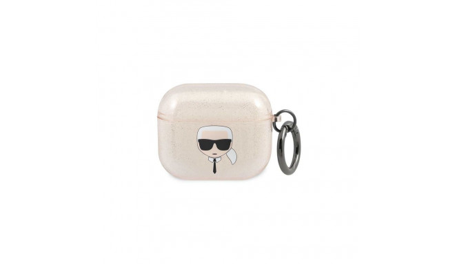Karl Lagerfeld Glitter Karl&#39;s Head Case for AirPods 3 - Gold