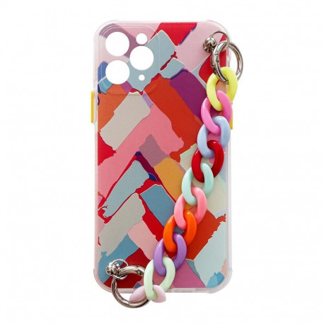 Color Chain Case gel flexible elastic case cover with a chain pendant for Samsung Galaxy S21+ 5G (S2