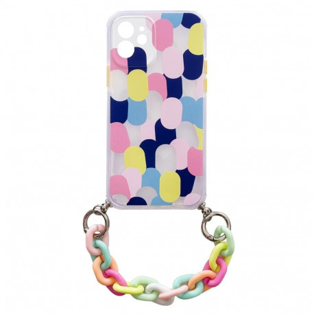 Color Chain Case gel flexible elastic case cover with a chain pendant for Samsung Galaxy S21+ 5G (S2