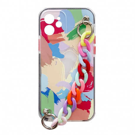 Color Chain Case gel flexible elastic case cover with a chain pendant for Samsung Galaxy A72 4G mult