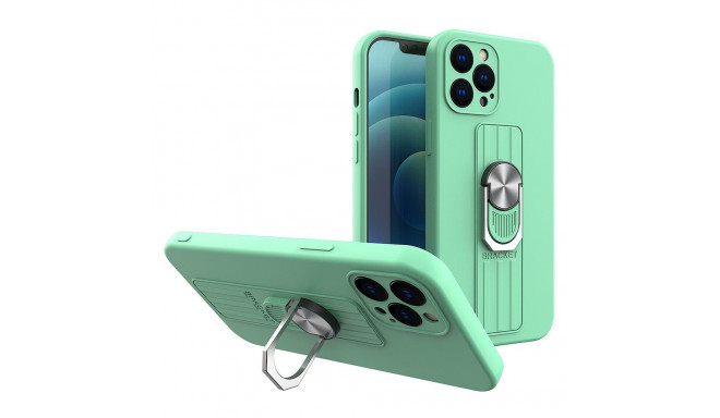 Ring Case silicone case with finger grip and stand for Samsung Galaxy S21 Ultra 5G mint