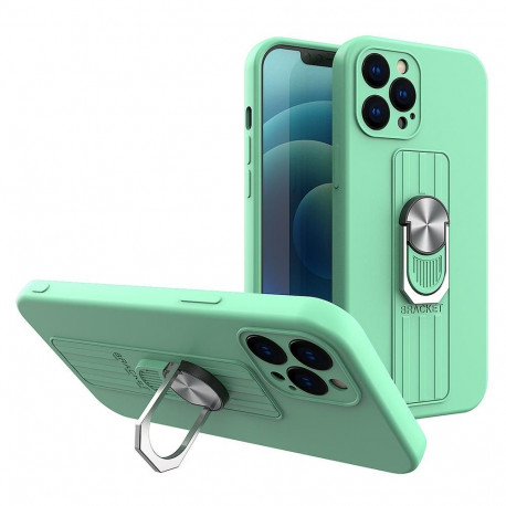 Ring Case silicone case with finger ring and stand for Samsung Galaxy S21+ 5G (S21 Plus 5G) mint