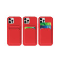 Card Case Silicone Wallet Case with Card Slot Documents for Samsung Galaxy A22 4G Black
