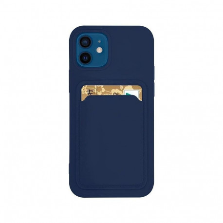 Card Case Silicone Wallet Case with Card Slot Documents for Samsung Galaxy S21 Ultra 5G Navy Blue