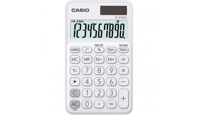 CASIO kalkulaator, tasku SL-310UC-WE valge, 10-kohaline ekraan