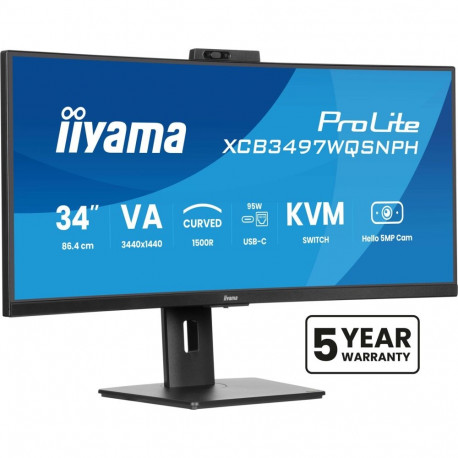 iiyama ProLite XCB3497WQSNPH-B1 computer monitor 86.4 cm (34") 3440 x 1440 pixels UltraWide Quad HD 