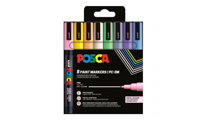 Marker UNI Posca PC3M, pastellvärvid 8tk, 0,9-1,3mm