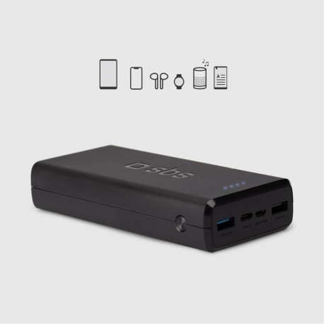 SBS Powerbank Puro Fast 20000 mAh 2x USB-A + 1x USB-C - black