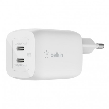 Belkin USB-C GaN PD PPS Dual Wall Charger, 65W | WCH013vfWH