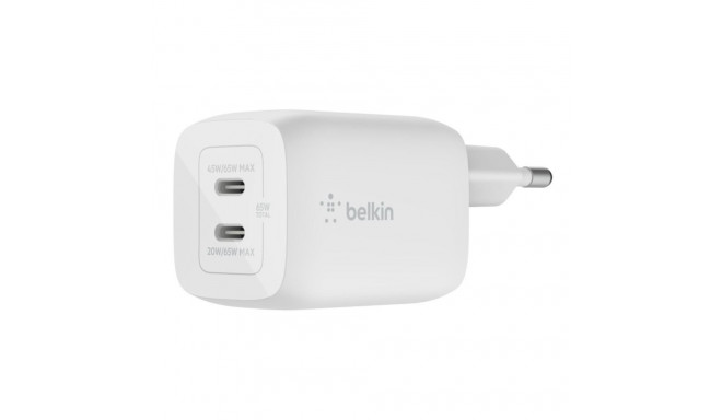 Belkin USB-C GaN PD PPS Dual Wall Charger, 65W | WCH013vfWH