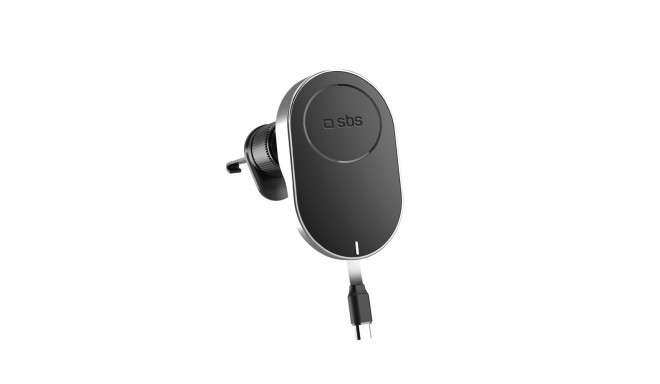 SBS TESUPP15WRETRACABL Wireless Charger Smartphone Holder with Retractable Cable Compatible with Mag