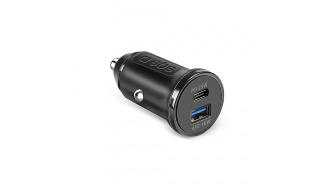 SBS TECRPD25W Car Charger 25W USB-A USB-C with Power Delivery - Black