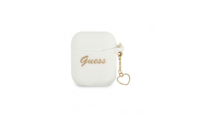 Guess GUA2LSCHSH AirPods 1/2 cover white/white Silicone Charm Heart Collection
