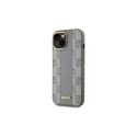 DKNY Leather Checkered Mono Pattern MagSafe iPhone 15 Plus Case - Beige