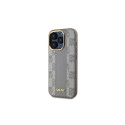 DKNY Leather Checkered Mono Pattern MagSafe iPhone 15 Pro Case - Beige