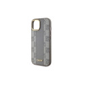 DKNY Leather Checkered Mono Pattern MagSafe iPhone 15 Plus Case - Beige