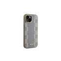 DKNY Leather Checkered Mono Pattern MagSafe iPhone 14 Case - Beige