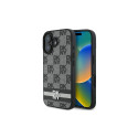 DKNY Checkered Pattern & Printed Stripes case for iPhone 16 - black