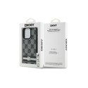 DKNY Checkered Pattern & Printed Stripes case for iPhone 16 Pro - black