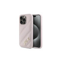 Karl Lagerfeld Diagonal Quilted Script case for iPhone 15 Pro Max - pink