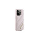 Karl Lagerfeld Diagonal Quilted Script case for iPhone 15 Pro Max - pink