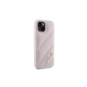 Karl Lagerfeld Diagonal Quilted Script case for iPhone 15 Plus / 14 Plus - pink