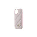 Karl Lagerfeld Diagonal Quilted Script case for iPhone 15 Plus / 14 Plus - pink