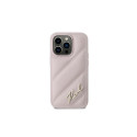 Karl Lagerfeld Diagonal Quilted Script case for iPhone 14 Pro Max - pink