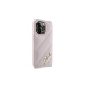 Karl Lagerfeld Diagonal Quilted Script case for iPhone 14 Pro - pink