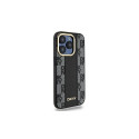DKNY Leather Checkered Mono Pattern MagSafe iPhone 15 Pro Max Case - Black