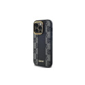 DKNY Leather Checkered Mono Pattern MagSafe case for iPhone 14 Pro - black
