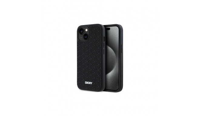 DKNY 3D Rubber Repeat Pattern case for iPhone 15 Plus - black