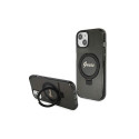 Guess Ring Stand Script Glitter MagSafe case for iPhone 14 / 15 / 13 - black