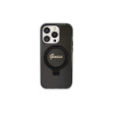 Guess Ring Stand Script Glitter MagSafe case for iPhone 13 Pro / 13 - black