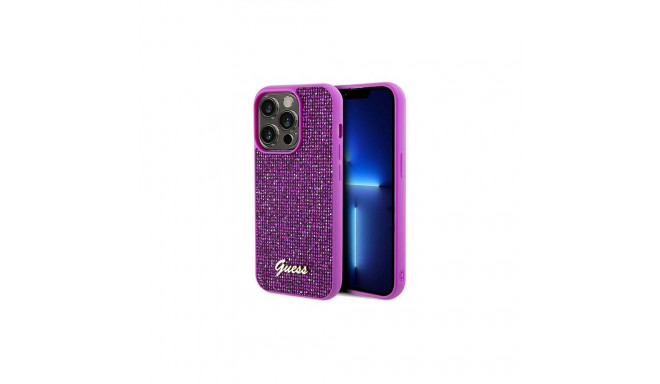 Guess Disco Metal Script case for iPhone 14 Pro Max - fuchsia