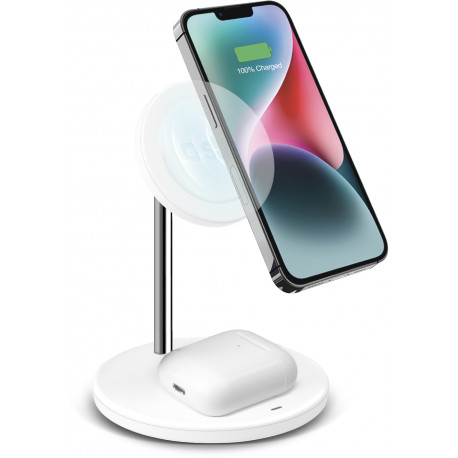 SBS juhtmevaba laadija Charging Stand 2in1, valge