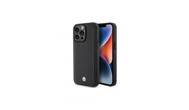 BMW Leather Diamond Pattern case for iPhone 15 Pro Max - black