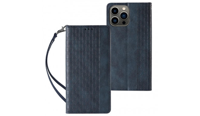 Magnet Strap Case for iPhone 12 Pro Max Pouch Wallet + Mini Lanyard Pendant Blue