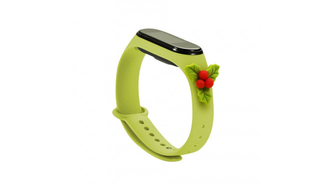 Strap Xmas for Xiaomi Mi Band 5 / 6 Christmas Silicone Strap Bracelet with Mistletoe - Green