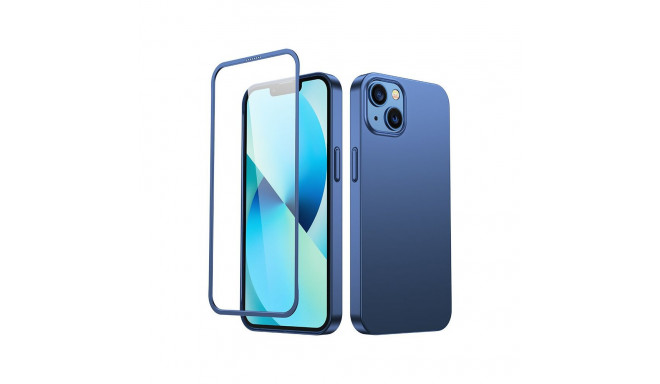 Joyroom 360 Full Case front and back cover for iPhone 13 + tempered glass screen protector blue (JR-