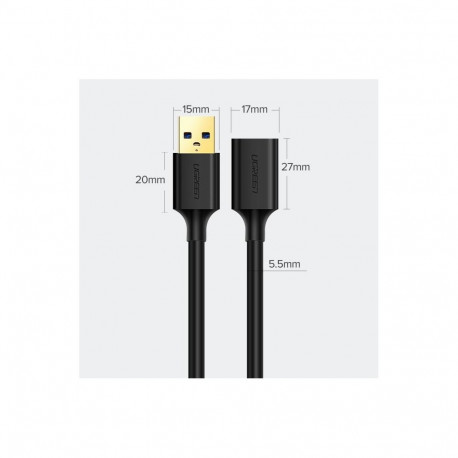 Cable extension USB 3.0 1.5m black US129 UGREEN