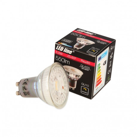 LED lamp GU10, 220-240V, 5.5W, 550lm, 60°, 4000K/ neutraalne vage, dimmerdatav, LED line®