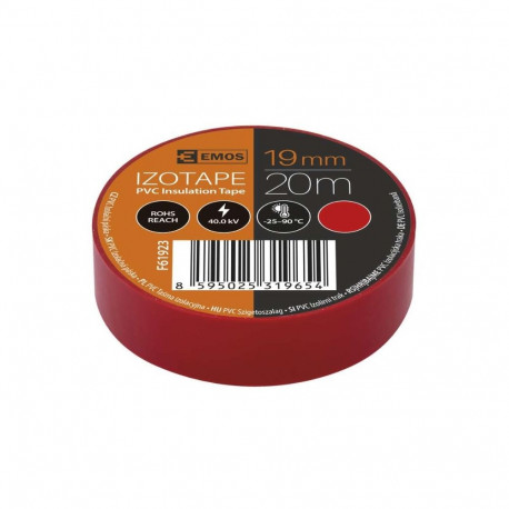 Isolatsioonilint PVC 19mm x 013mm x 20m punane F61923, EMOS