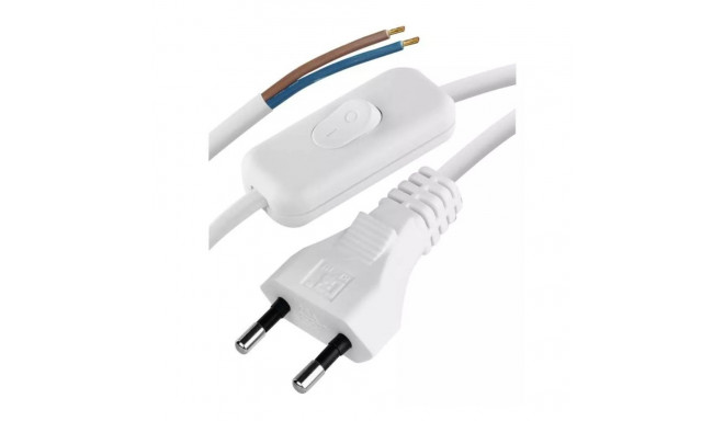 Power Cord PVC 2× 0,75mm² with switch, 2m, white